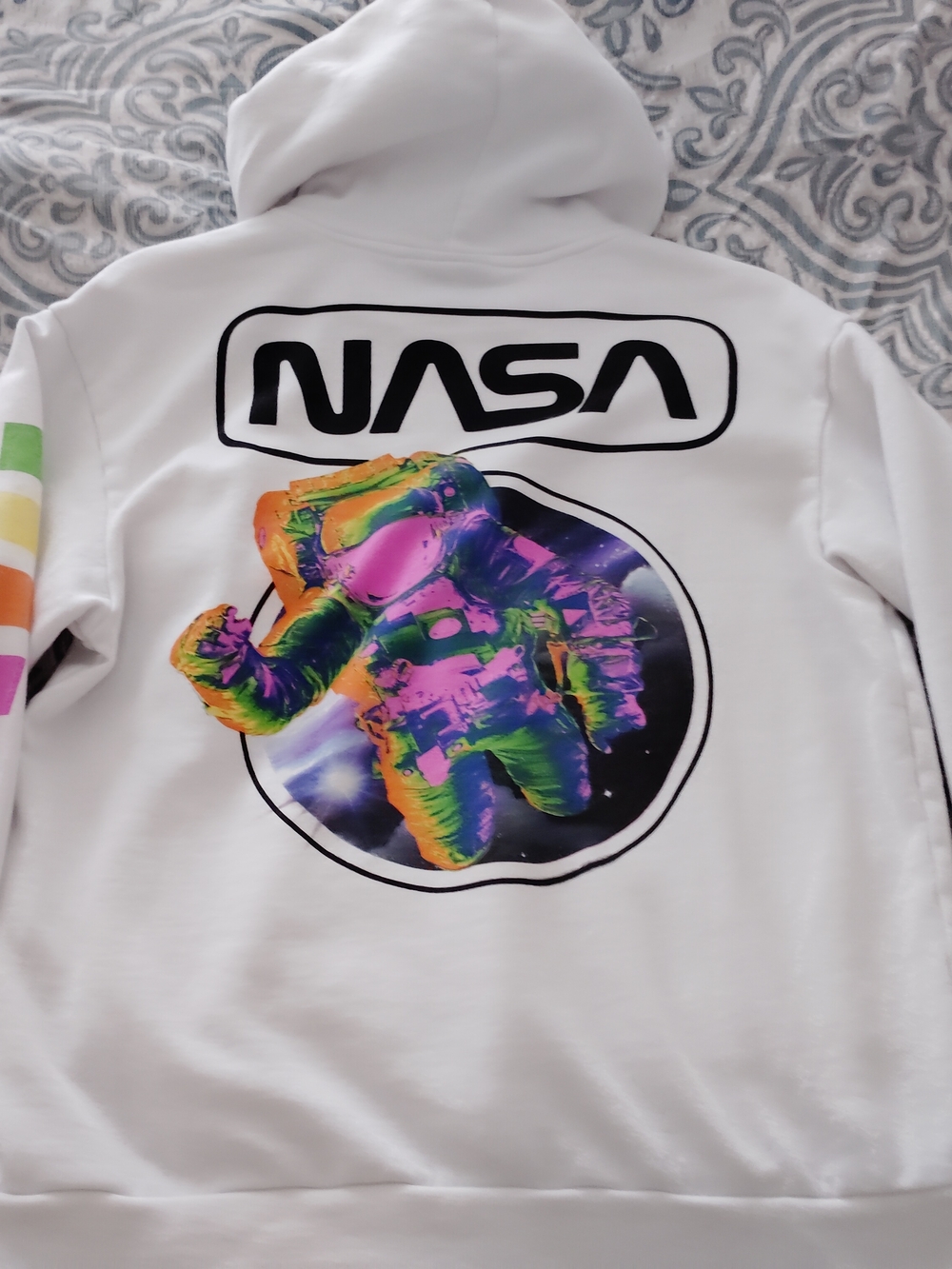 Hyper Space White Hoodie with Bold Black Label